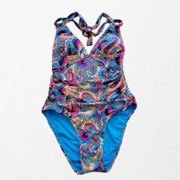 Lucky Brand Paisley Poolside Charm One-Piece Swimsuit - Picture 6 of 7